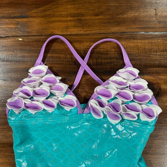 🤩Mermaid Swimsuit Turquoise Toddler Girls Size 4T - Picture 5 of 6